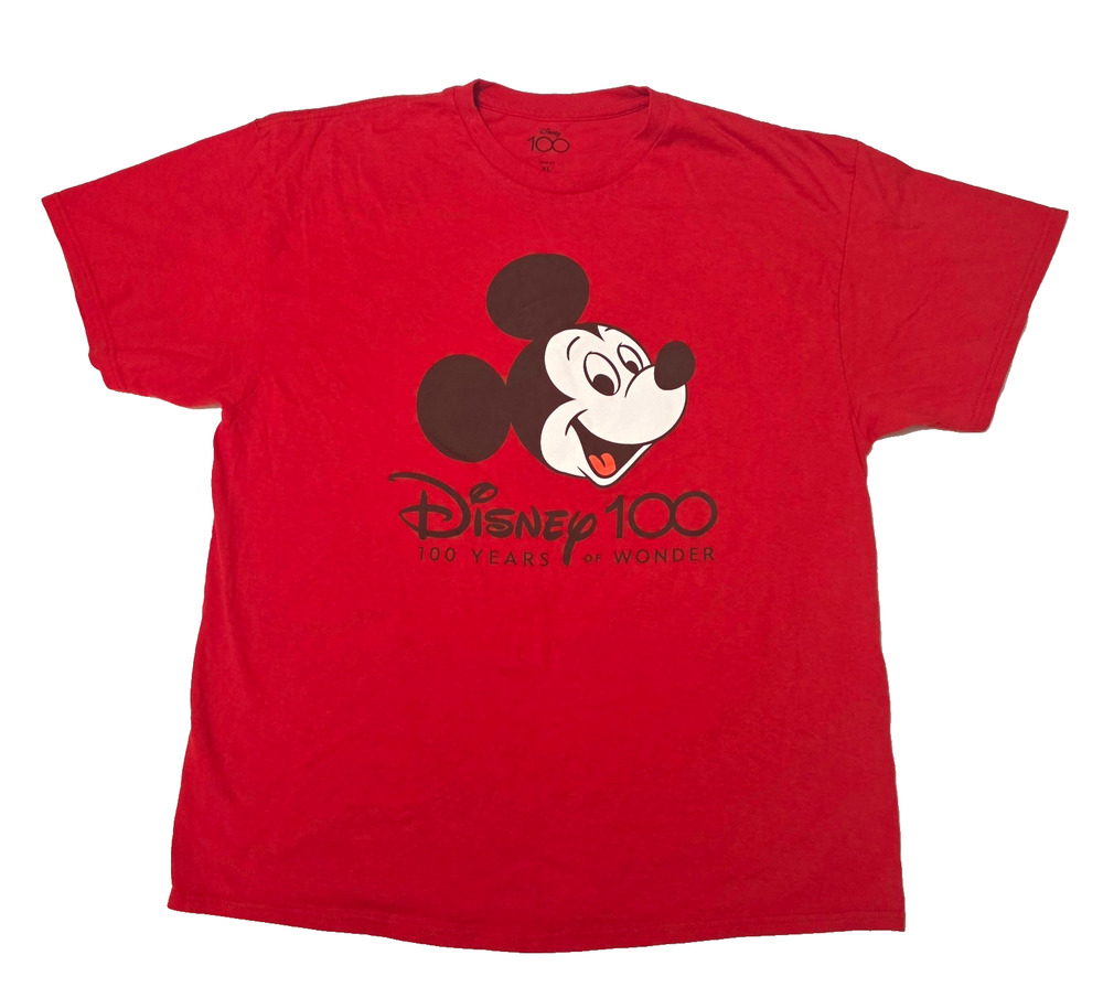 Disney 100 Years of Wonder Mickey Mouse Red Graphic T-Shirt XL